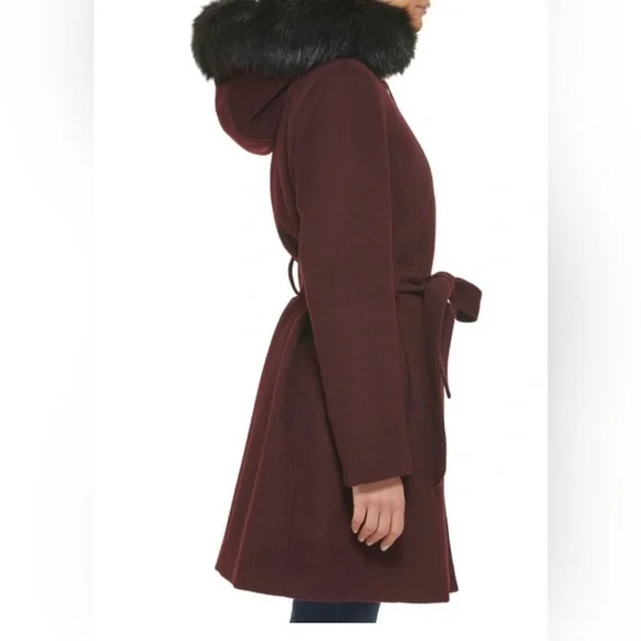 Cole Haan Signature Faux Fur Trim Wool Blend Jacket, BRAND NEW, Size 14, $375 - Picture 4 of 14